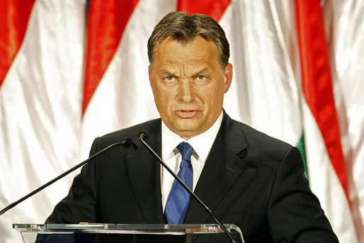 Hungarian Prime Minister Viktor Orban delivers his speech during the meeting the Professiors' Bathyany Group in Budapest on September 7, 2010. At home at least, the popularity of Hungary's new Prime Minister Viktor Orban, who secured an historic two-thirds majority in general elections in April, remains unbroken. With the government marking its 100th day in power opinion polls show support for the charismatic leader still at an astonishing 64 percent, making the 47-year-old the country's most popular premier ever. AFP PHOTO / FERENC ISZA