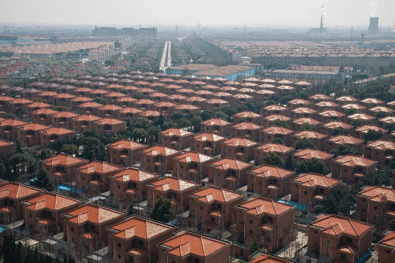 A collection of private villas, factories, apartment blocks, working farmland and construction sites in Huaxi Village, Jiangsu, China’s most densely populated province. Since 2006, Jiangsu has been China’s largest recipient of direct foreign investment.